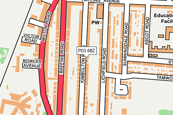 PO3 6BZ map - OS OpenMap – Local (Ordnance Survey)