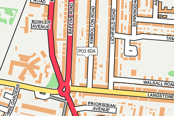 PO3 6DA map - OS OpenMap – Local (Ordnance Survey)