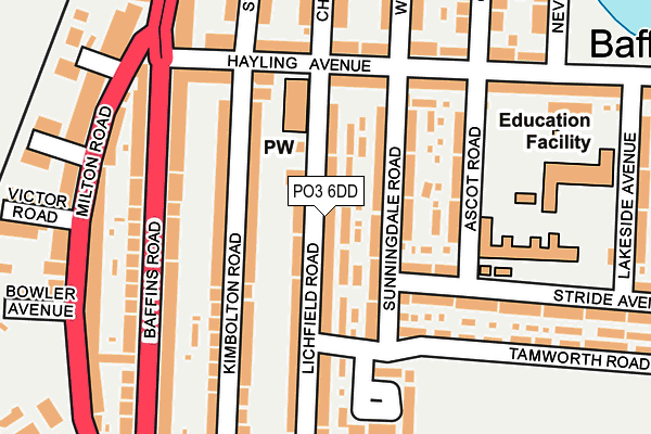 PO3 6DD map - OS OpenMap – Local (Ordnance Survey)