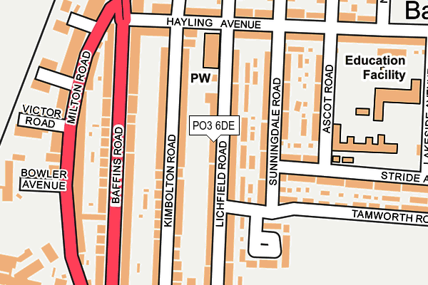 PO3 6DE map - OS OpenMap – Local (Ordnance Survey)