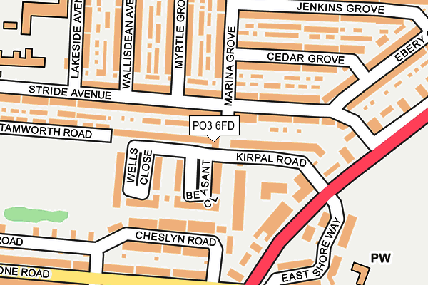 PO3 6FD map - OS OpenMap – Local (Ordnance Survey)