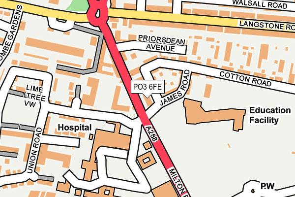 PO3 6FE map - OS OpenMap – Local (Ordnance Survey)