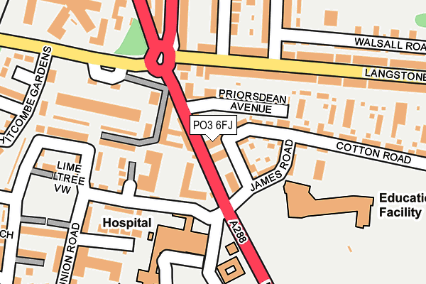 PO3 6FJ map - OS OpenMap – Local (Ordnance Survey)