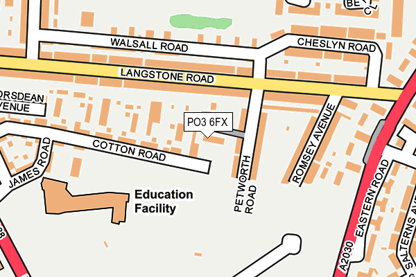PO3 6FX map - OS OpenMap – Local (Ordnance Survey)