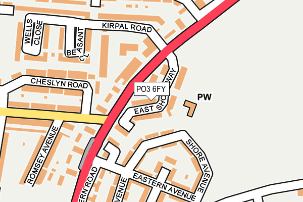PO3 6FY map - OS OpenMap – Local (Ordnance Survey)