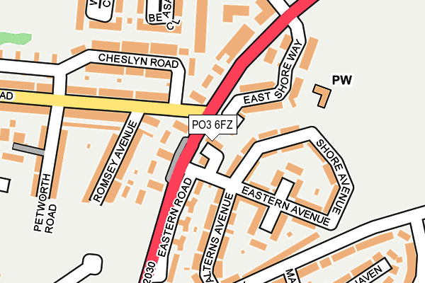PO3 6FZ map - OS OpenMap – Local (Ordnance Survey)