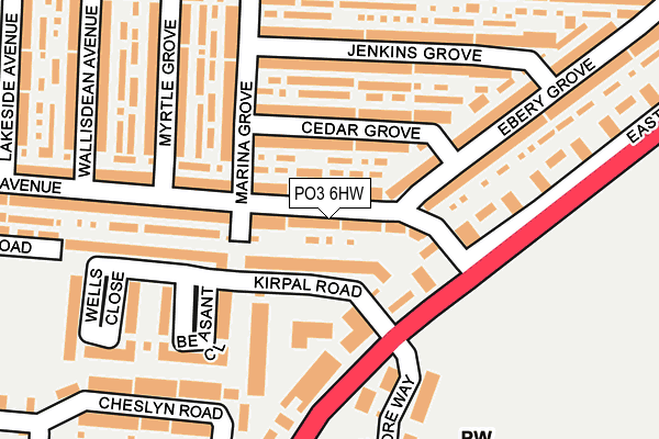 PO3 6HW map - OS OpenMap – Local (Ordnance Survey)