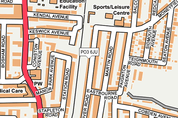 PO3 6JU map - OS OpenMap – Local (Ordnance Survey)