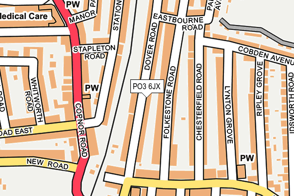 PO3 6JX map - OS OpenMap – Local (Ordnance Survey)