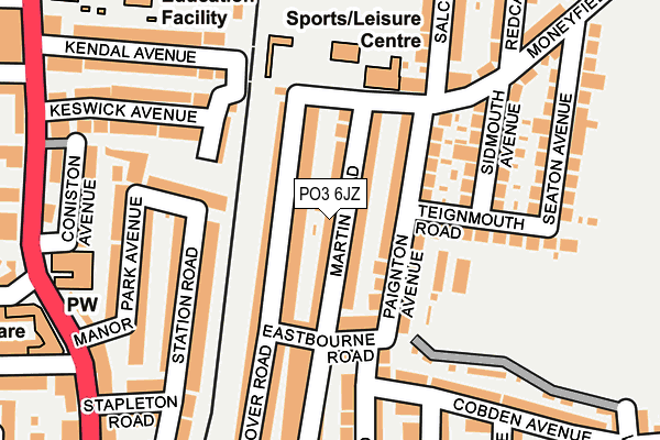 PO3 6JZ map - OS OpenMap – Local (Ordnance Survey)