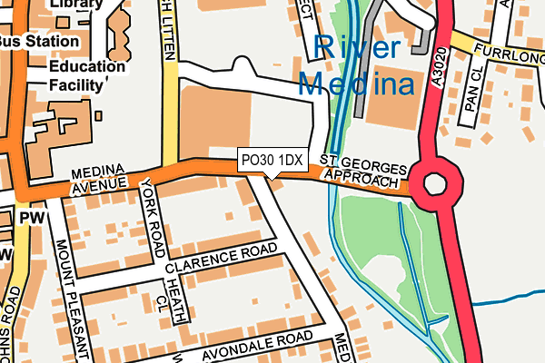 PO30 1DX map - OS OpenMap – Local (Ordnance Survey)