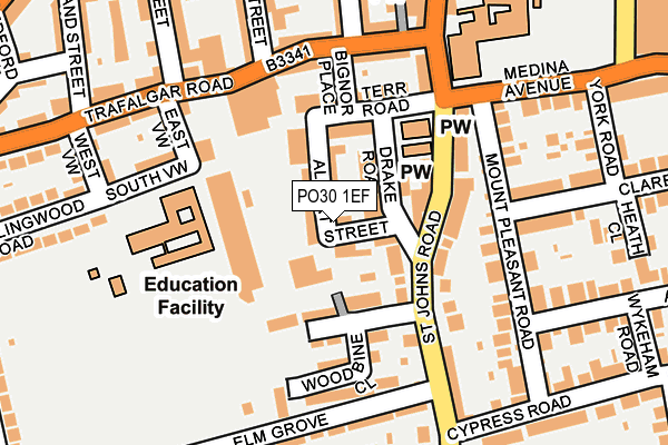 PO30 1EF map - OS OpenMap – Local (Ordnance Survey)