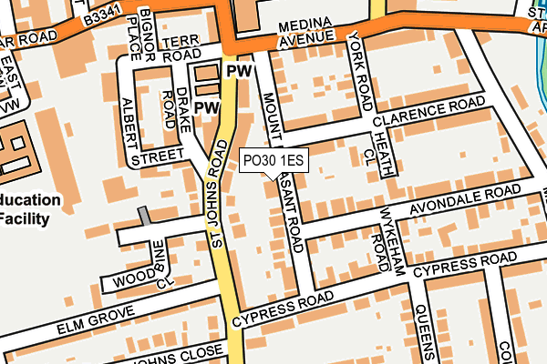 PO30 1ES map - OS OpenMap – Local (Ordnance Survey)