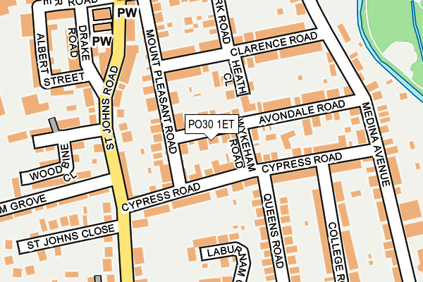 PO30 1ET map - OS OpenMap – Local (Ordnance Survey)