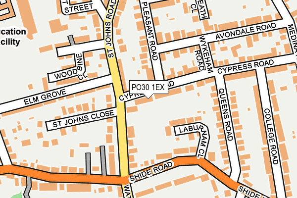 PO30 1EX map - OS OpenMap – Local (Ordnance Survey)
