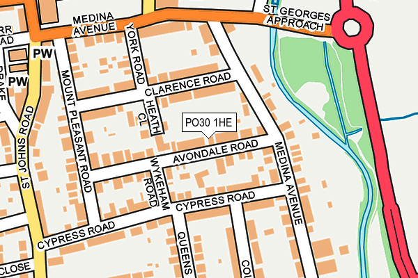 PO30 1HE map - OS OpenMap – Local (Ordnance Survey)