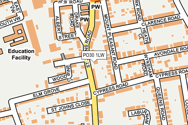 PO30 1LW map - OS OpenMap – Local (Ordnance Survey)