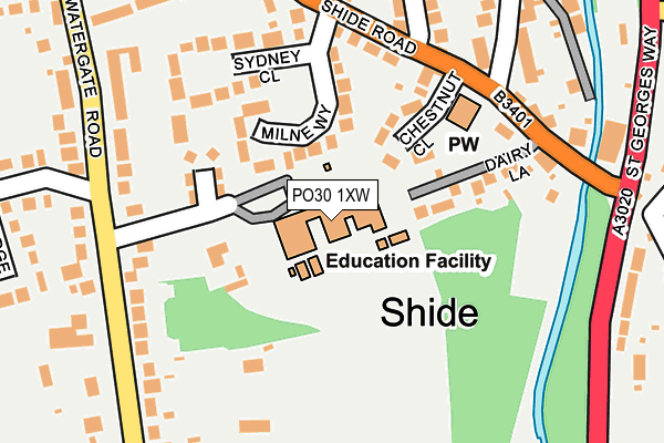 PO30 1XW map - OS OpenMap – Local (Ordnance Survey)