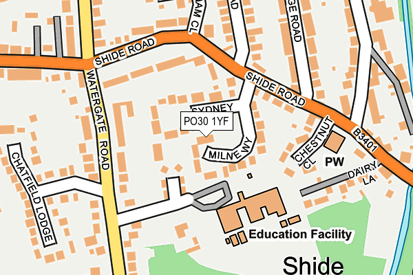 PO30 1YF map - OS OpenMap – Local (Ordnance Survey)