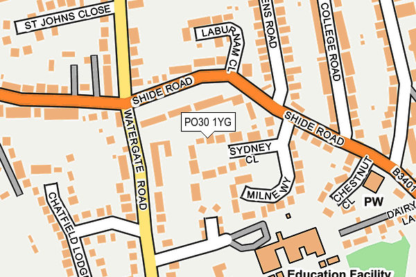 PO30 1YG map - OS OpenMap – Local (Ordnance Survey)