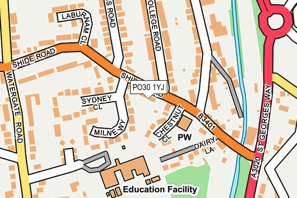 PO30 1YJ map - OS OpenMap – Local (Ordnance Survey)