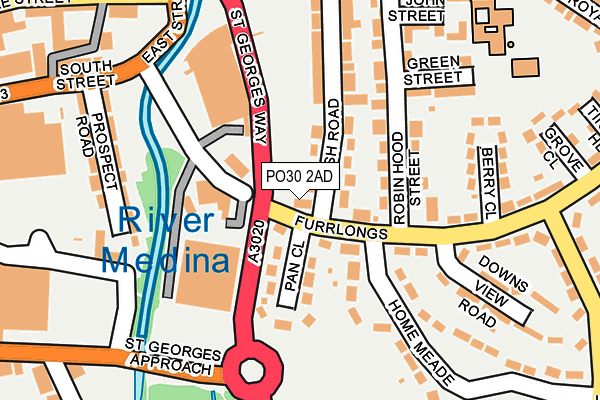 PO30 2AD map - OS OpenMap – Local (Ordnance Survey)