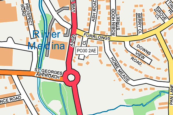 PO30 2AE map - OS OpenMap – Local (Ordnance Survey)