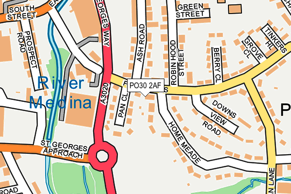 PO30 2AF map - OS OpenMap – Local (Ordnance Survey)