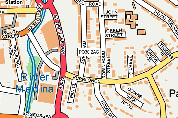 PO30 2AG map - OS OpenMap – Local (Ordnance Survey)