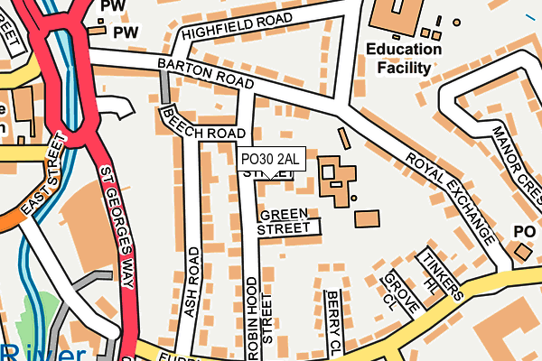 PO30 2AL map - OS OpenMap – Local (Ordnance Survey)