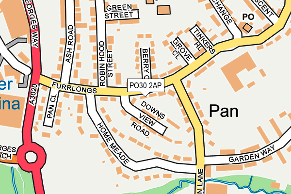 PO30 2AP map - OS OpenMap – Local (Ordnance Survey)