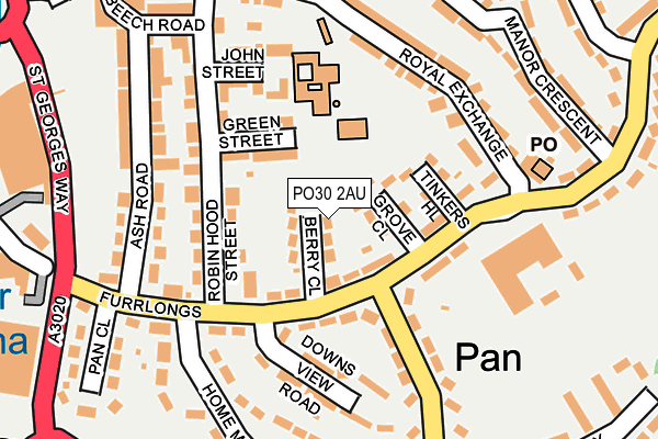 PO30 2AU map - OS OpenMap – Local (Ordnance Survey)