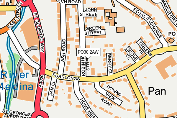 PO30 2AW map - OS OpenMap – Local (Ordnance Survey)