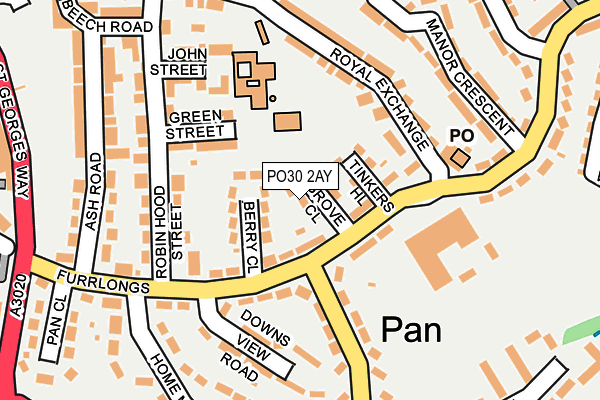 PO30 2AY map - OS OpenMap – Local (Ordnance Survey)