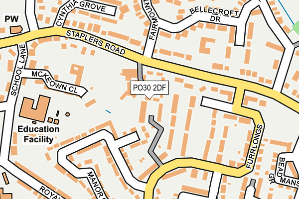 PO30 2DF map - OS OpenMap – Local (Ordnance Survey)