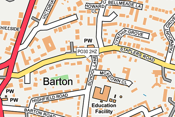 PO30 2HZ map - OS OpenMap – Local (Ordnance Survey)