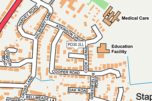 PO30 2LL map - OS OpenMap – Local (Ordnance Survey)