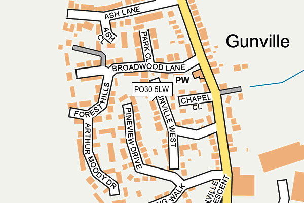 PO30 5LW map - OS OpenMap – Local (Ordnance Survey)