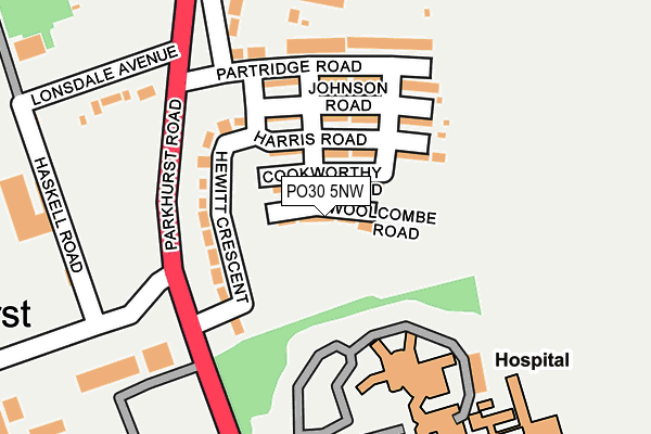 PO30 5NW map - OS OpenMap – Local (Ordnance Survey)