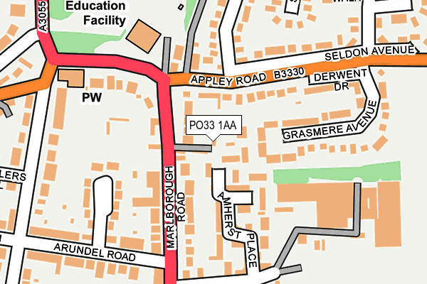 PO33 1AA map - OS OpenMap – Local (Ordnance Survey)