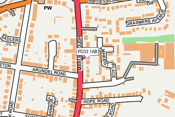PO33 1AB map - OS OpenMap – Local (Ordnance Survey)