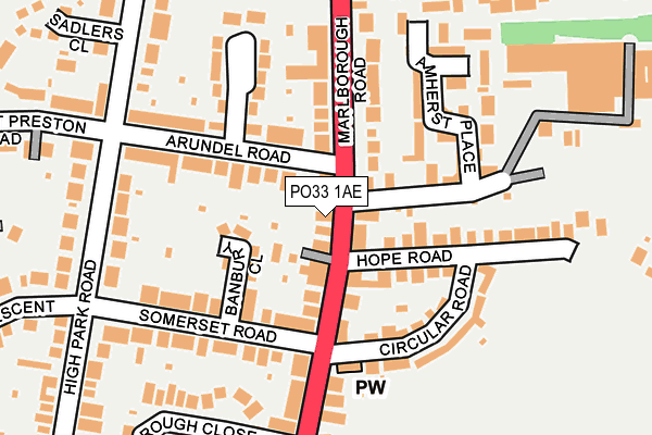 PO33 1AE map - OS OpenMap – Local (Ordnance Survey)