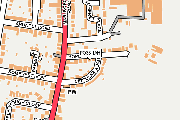PO33 1AH map - OS OpenMap – Local (Ordnance Survey)