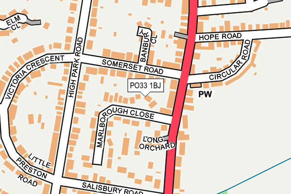 PO33 1BJ map - OS OpenMap – Local (Ordnance Survey)