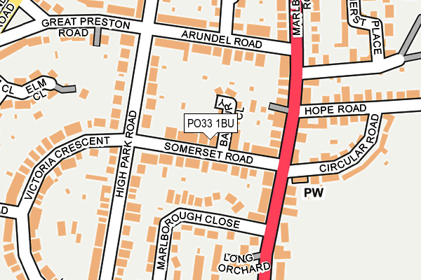 PO33 1BU map - OS OpenMap – Local (Ordnance Survey)
