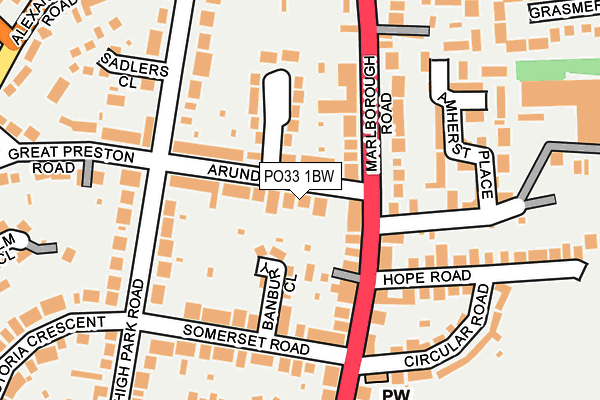 PO33 1BW map - OS OpenMap – Local (Ordnance Survey)