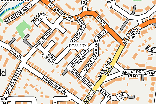 PO33 1DX map - OS OpenMap – Local (Ordnance Survey)