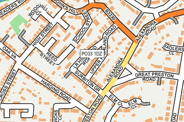 PO33 1DZ map - OS OpenMap – Local (Ordnance Survey)