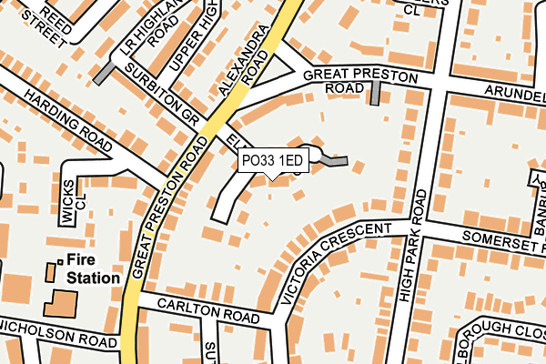 PO33 1ED map - OS OpenMap – Local (Ordnance Survey)