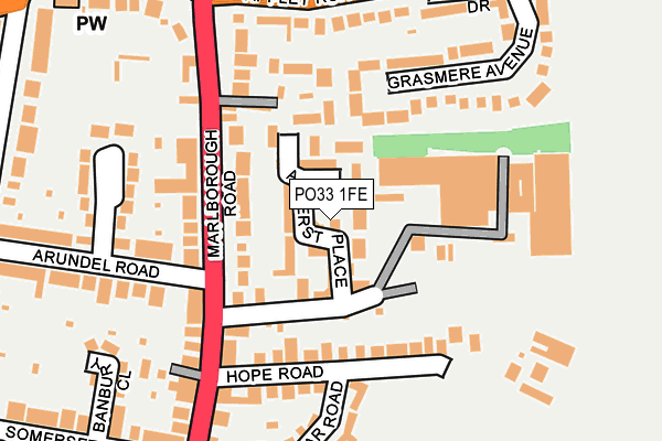 PO33 1FE map - OS OpenMap – Local (Ordnance Survey)